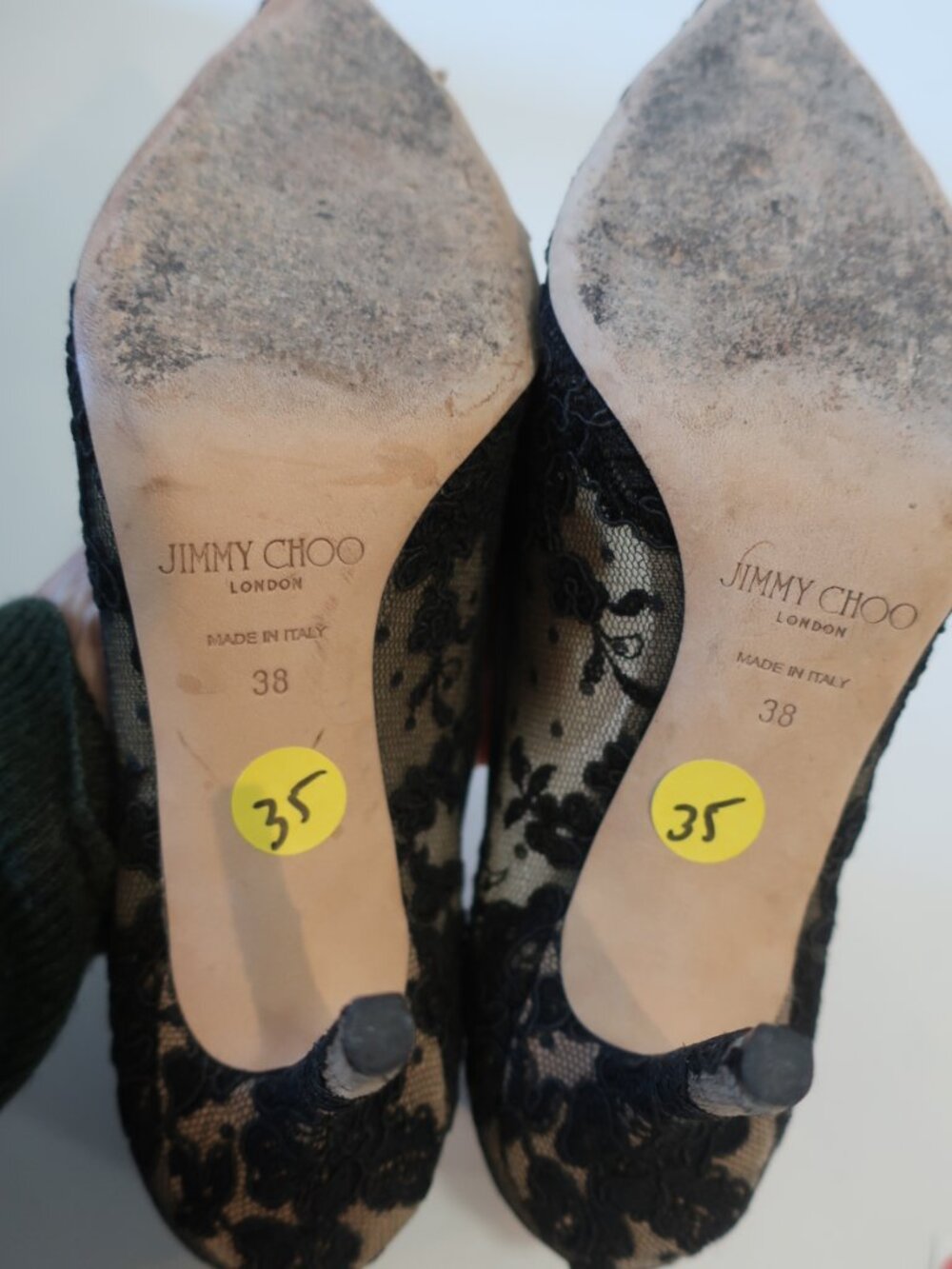 Women Jimmy Choo Black, Nude Lace High Heel Pumps 38  EU/US 8 - Picture 9 of 9